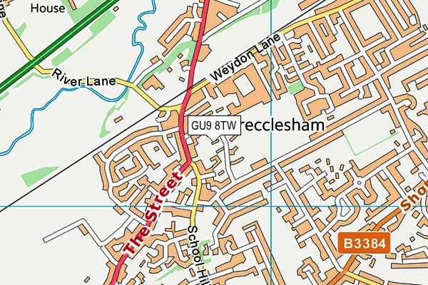 GU9 8TW map - OS VectorMap District (Ordnance Survey)