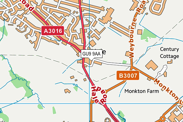 Farnham Heath End Stp map (GU9 9AA) - OS VectorMap District (Ordnance Survey)