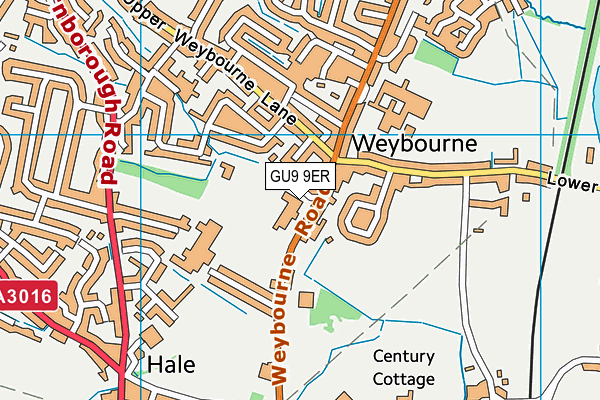Weybourne Recreation Ground map (GU9 9ER) - OS VectorMap District (Ordnance Survey)