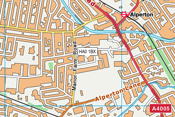 HA0 1BX map - OS VectorMap District (Ordnance Survey)