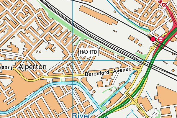 HA0 1TD map - OS VectorMap District (Ordnance Survey)