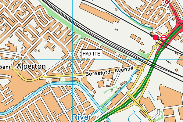 HA0 1TE map - OS VectorMap District (Ordnance Survey)
