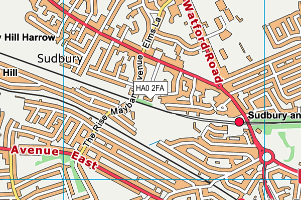 HA0 2FA map - OS VectorMap District (Ordnance Survey)