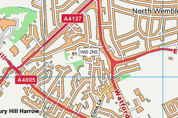 HA0 2NS map - OS VectorMap District (Ordnance Survey)