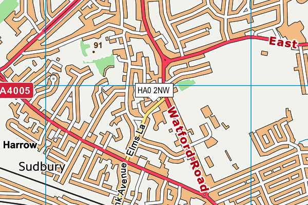 HA0 2NW map - OS VectorMap District (Ordnance Survey)