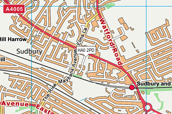HA0 2PD map - OS VectorMap District (Ordnance Survey)