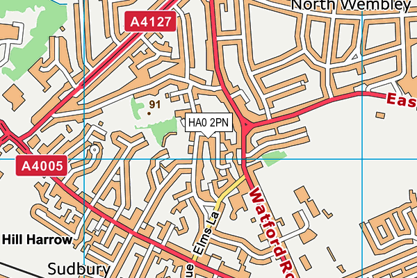 HA0 2PN map - OS VectorMap District (Ordnance Survey)