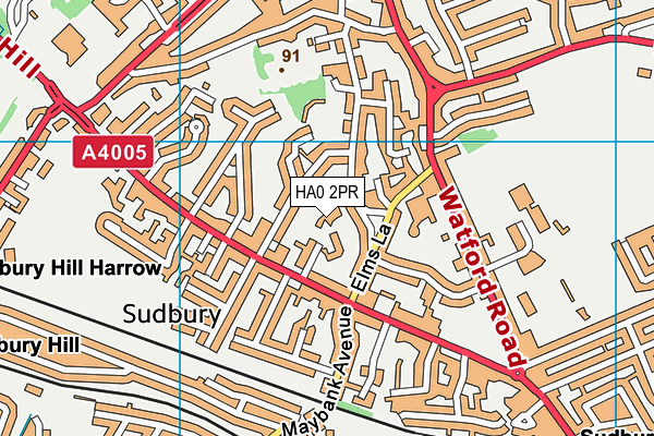 HA0 2PR map - OS VectorMap District (Ordnance Survey)