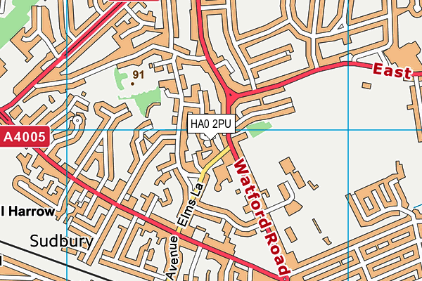 HA0 2PU map - OS VectorMap District (Ordnance Survey)