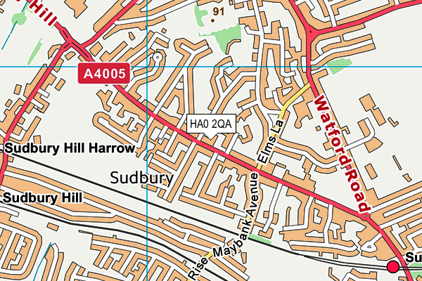 St Andrew Church Of England Church Sudbury map (HA0 2QA) - OS VectorMap District (Ordnance Survey)