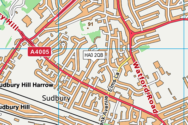 HA0 2QB map - OS VectorMap District (Ordnance Survey)