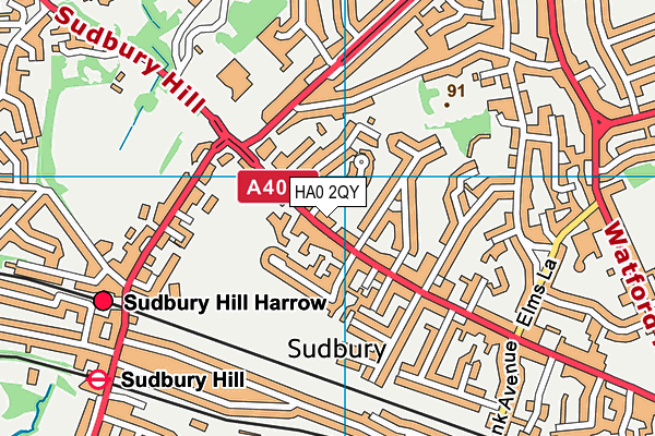 HA0 2QY map - OS VectorMap District (Ordnance Survey)