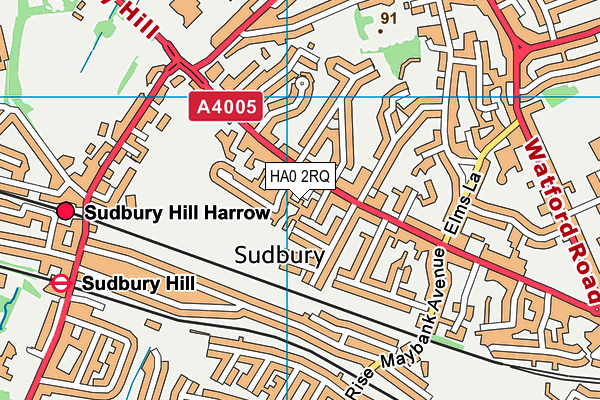 HA0 2RQ map - OS VectorMap District (Ordnance Survey)