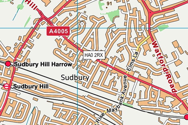 HA0 2RX map - OS VectorMap District (Ordnance Survey)
