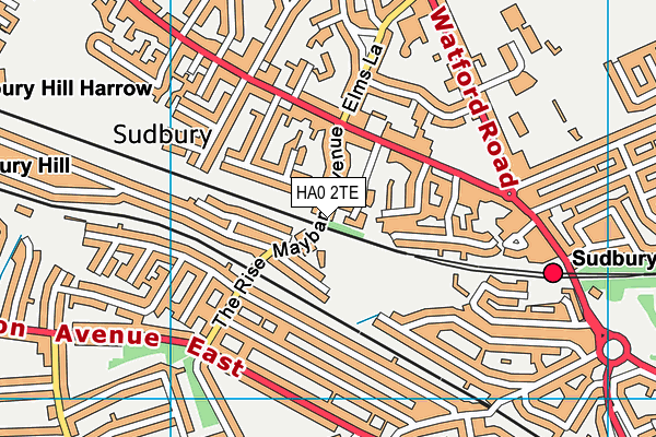 HA0 2TE map - OS VectorMap District (Ordnance Survey)