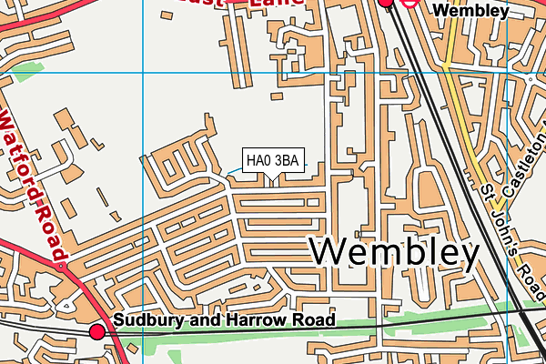 HA0 3BA map - OS VectorMap District (Ordnance Survey)