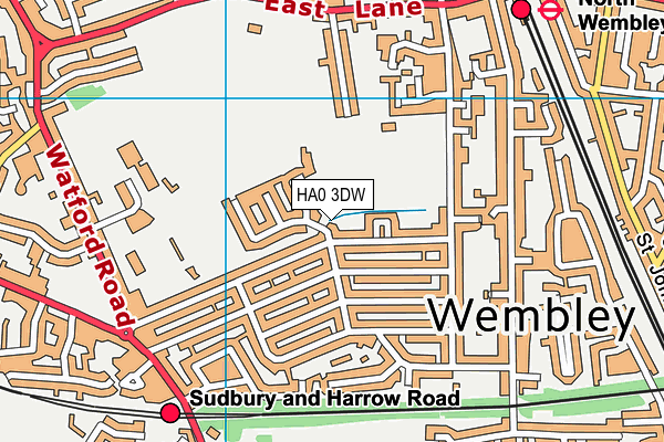 HA0 3DW map - OS VectorMap District (Ordnance Survey)