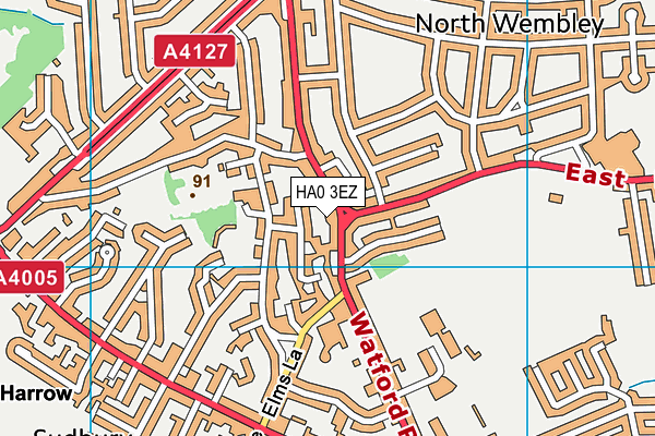 HA0 3EZ map - OS VectorMap District (Ordnance Survey)