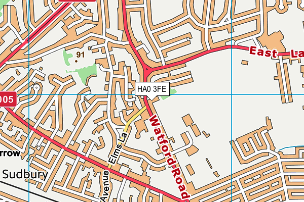 HA0 3FE map - OS VectorMap District (Ordnance Survey)