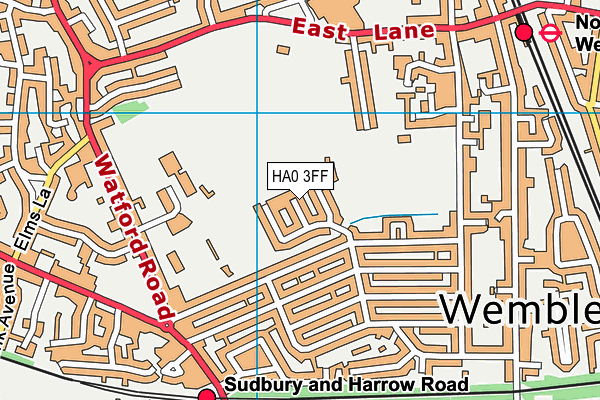 Wembley Cricket Club  map (HA0 3FF) - OS VectorMap District (Ordnance Survey)