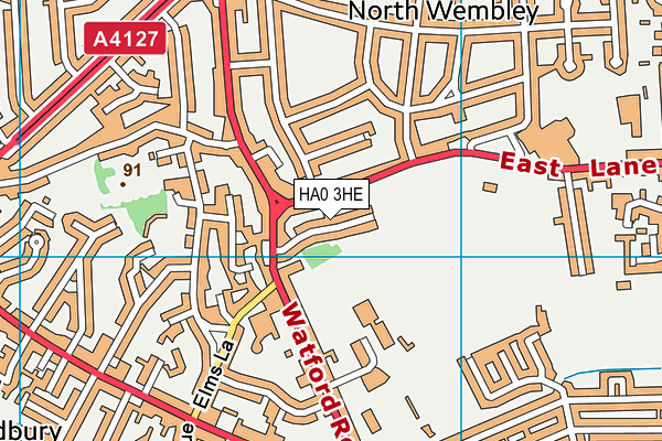 HA0 3HE map - OS VectorMap District (Ordnance Survey)