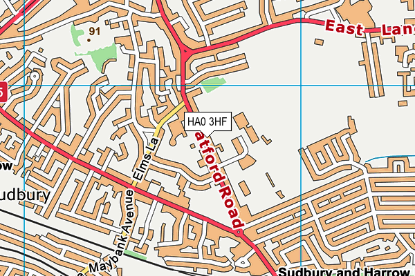 HA0 3HF map - OS VectorMap District (Ordnance Survey)