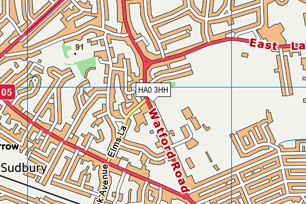 HA0 3HH map - OS VectorMap District (Ordnance Survey)