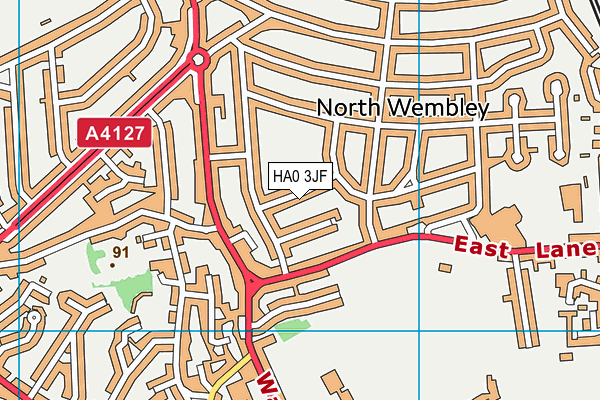 HA0 3JF map - OS VectorMap District (Ordnance Survey)