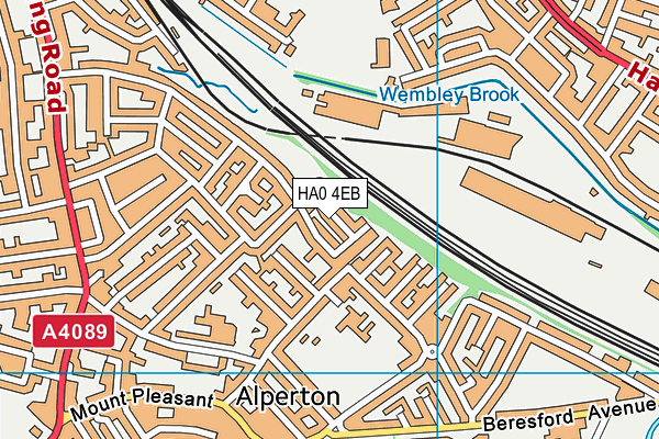 HA0 4EB map - OS VectorMap District (Ordnance Survey)