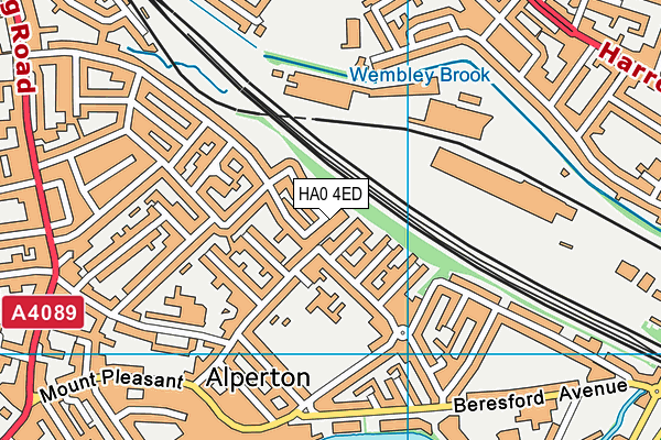 HA0 4ED map - OS VectorMap District (Ordnance Survey)