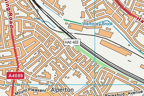 HA0 4EE map - OS VectorMap District (Ordnance Survey)