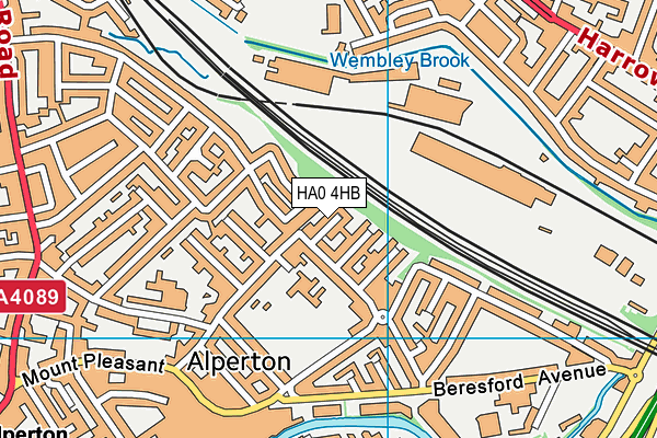 HA0 4HB map - OS VectorMap District (Ordnance Survey)