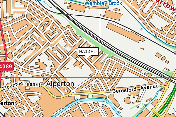 HA0 4HD map - OS VectorMap District (Ordnance Survey)