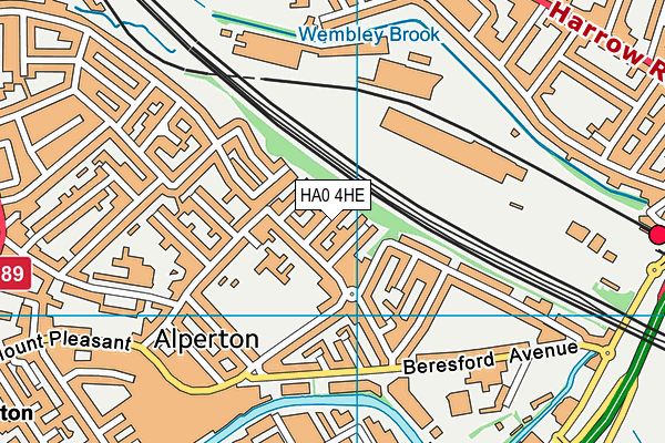 HA0 4HE map - OS VectorMap District (Ordnance Survey)