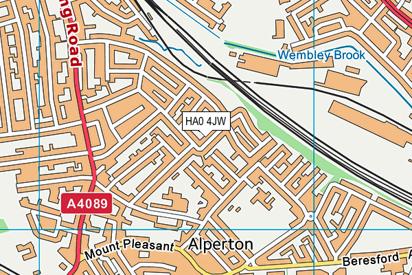HA0 4JW map - OS VectorMap District (Ordnance Survey)