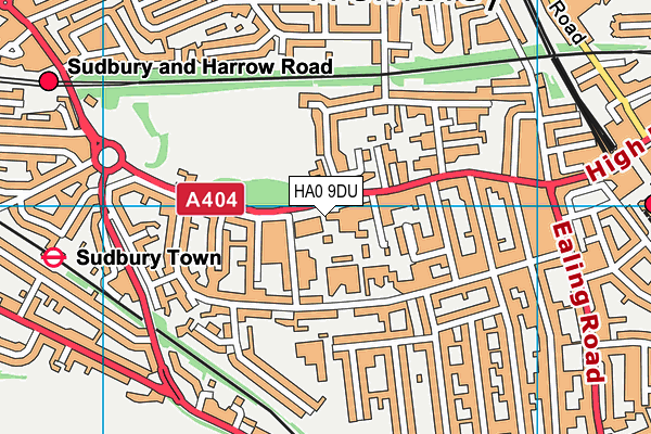 HA0 9DU map - OS VectorMap District (Ordnance Survey)