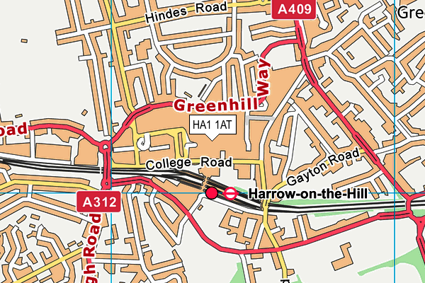 Buzz Gym (London Harrow) map (HA1 1AT) - OS VectorMap District (Ordnance Survey)