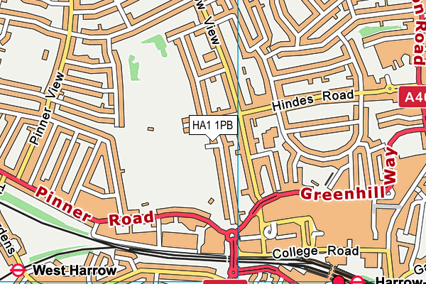 HA1 1PB map - OS VectorMap District (Ordnance Survey)