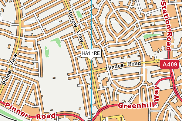 HA1 1RE map - OS VectorMap District (Ordnance Survey)