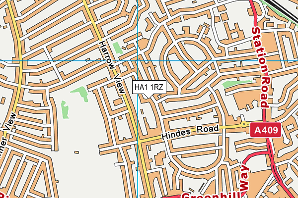 HA1 1RZ map - OS VectorMap District (Ordnance Survey)