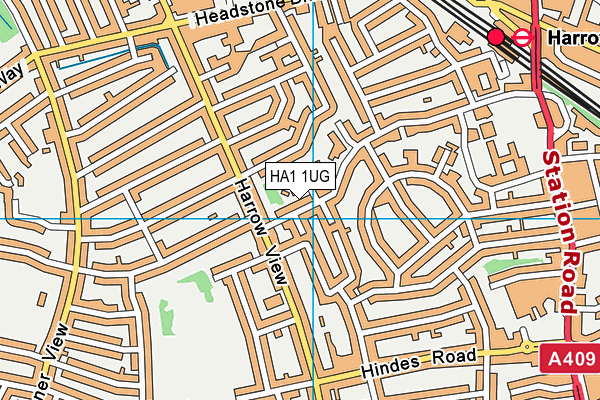 HA1 1UG map - OS VectorMap District (Ordnance Survey)