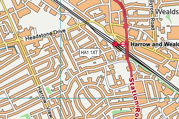 HA1 1XT map - OS VectorMap District (Ordnance Survey)