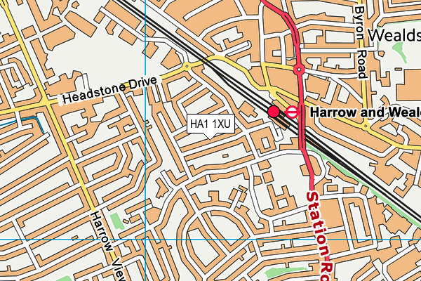 HA1 1XU map - OS VectorMap District (Ordnance Survey)