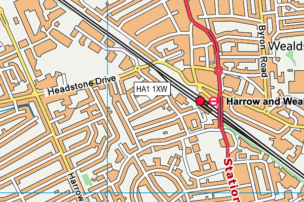 HA1 1XW map - OS VectorMap District (Ordnance Survey)
