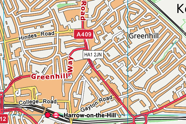 Golds Gym (Harrow) map (HA1 2JN) - OS VectorMap District (Ordnance Survey)