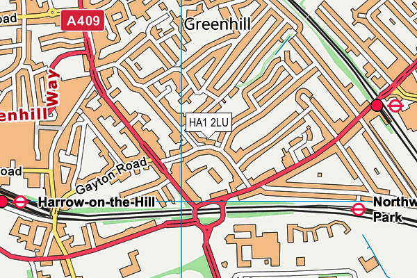 HA1 2LU map - OS VectorMap District (Ordnance Survey)