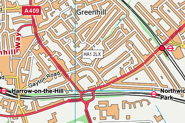 HA1 2LX map - OS VectorMap District (Ordnance Survey)