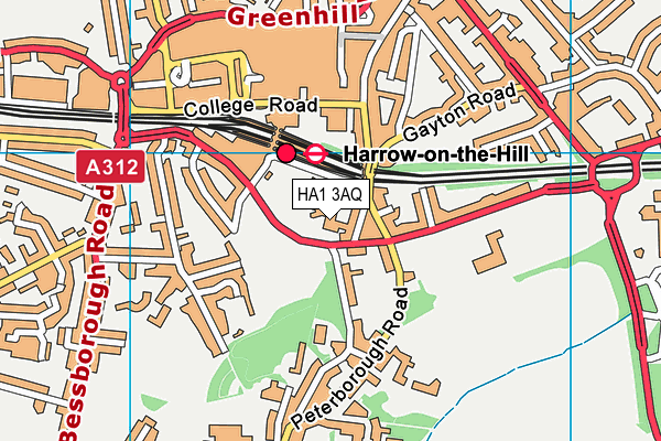 Harrow College (Harrow-on-the-hill Campus) map (HA1 3AQ) - OS VectorMap District (Ordnance Survey)
