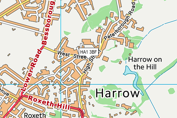 HA1 3BF map - OS VectorMap District (Ordnance Survey)