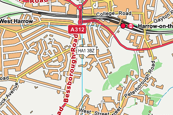 HA1 3BZ map - OS VectorMap District (Ordnance Survey)
